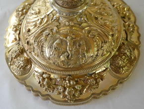 Ornate French antique solid silver gilt Baroque Chapel Set